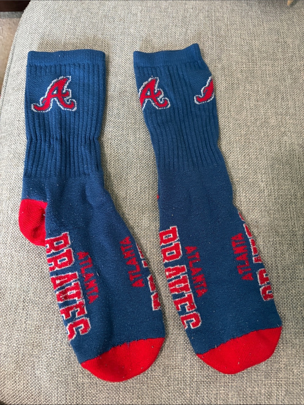 Atlanta Braves Navy and Red Crew Socks - Licensed Team Design